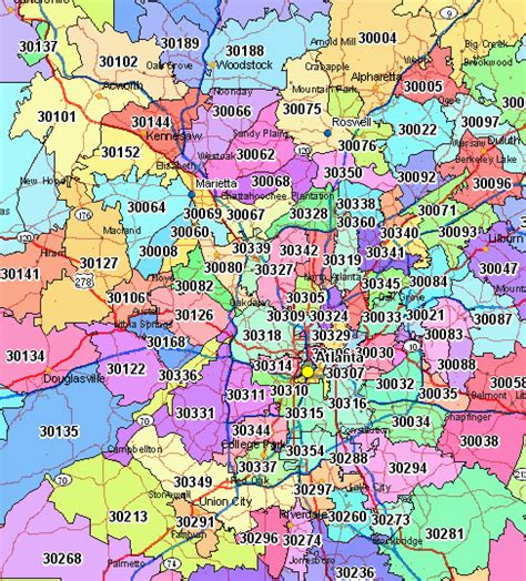Atlanta Map By Zip Code Tourist Map Of English