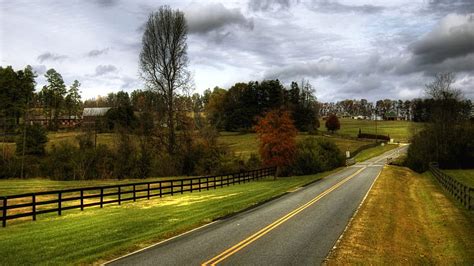 Country Road Farms Fence Road Grass Hd Wallpaper Peakpx