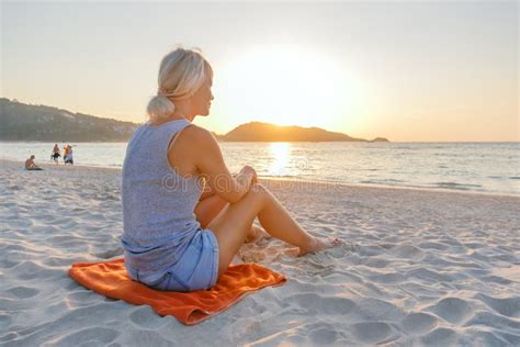 Woman Relaxing On A Tropical Beach Stock Photo Image Of Beach