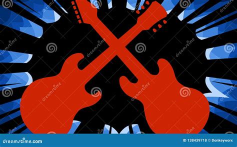 Music Event Flyer Vector Illustration Of Two Red Electric Rock Guitars