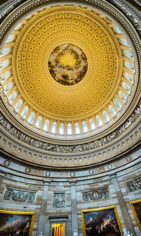Us Capitol Dome Rotunda Paintings Washington Dc Stock Image Image Of