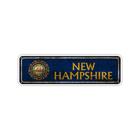 New Hampshire State Flag Vintage Sign For Garage Bars Home Wall Decor