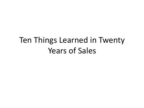 10 Things Learned