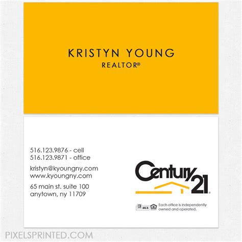 Earn 2 reward points for every dollar spent; no photo Century 21 business cards | Realtor business cards, Real estate business cards, Business