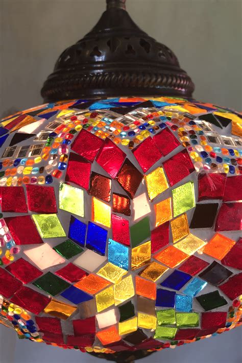 Multi Coloured Red Mosaic Ceiling Light The Dancing Pixie