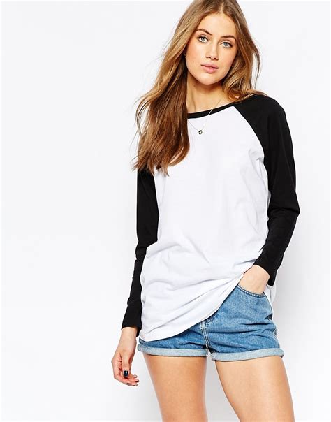 Image 1 Of Asos Longline T Shirt With Contrast Sleeve Latest Fashion