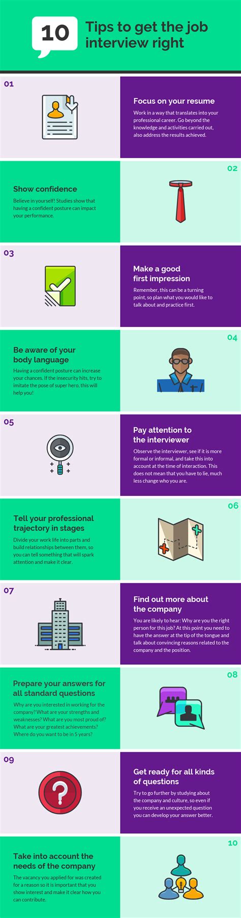 10 Job Interview Tips Infographic Venngage