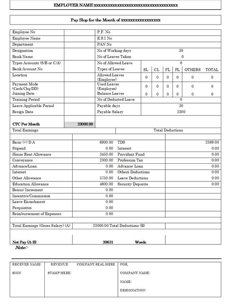 Here are the components of a standard pay slip. Excel Pay Slip Template Singapore / Salary Slip | Excel ...