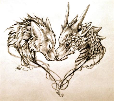 Dragon And Wolf Tattoo Design By Lucky978 On Deviantart