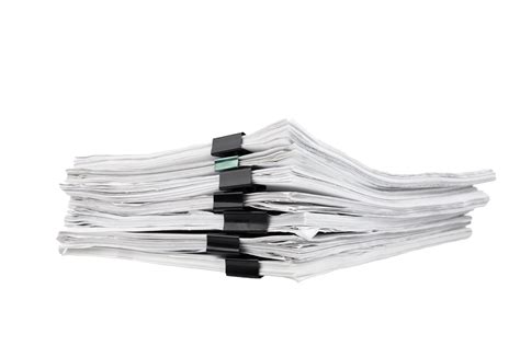 Stack Of Papers With Paper Clips Office Folders Transparent