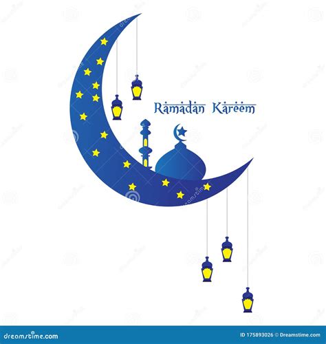 Background Blue Ramadan Kareem Lights Vector Design Stock Vector