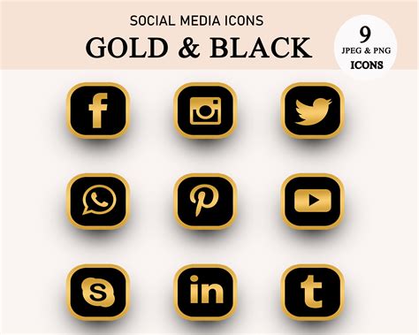Gold Social Media Icons Luxury Icon Packs Png Svg Etsy