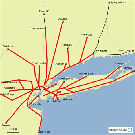 StepMap - Commuter Rail New York - Landkarte für USA