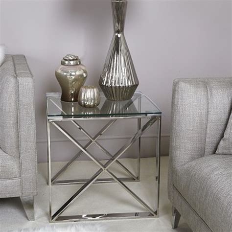 Stainless Steel And Glass Side Table Modern Furniture Side Tables