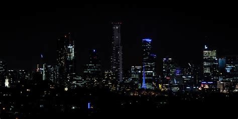 Melbourne Skyline At Night Looking West Rmelbourne