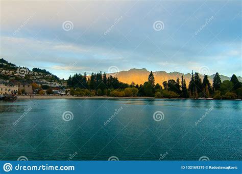 Queenstown New Zealand Famous Resort Town In Otago And Iconic Mountain Range The Remarkables At