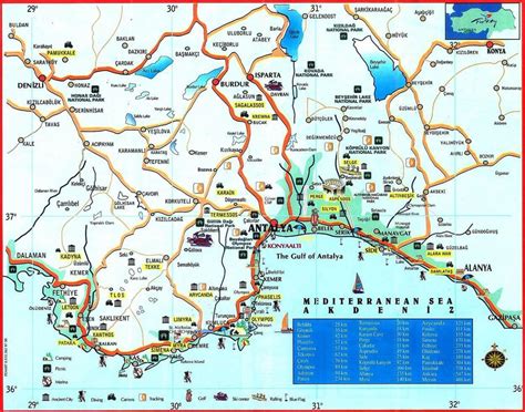 Beliggenhet av didim/altinkum, mavisehir og akbuk. Antalya sentrum, kart - Kart over sentrum av Antalya (Tyrkia)