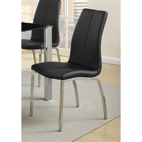 Contemporary Faux Leather Upholstery Dining Chair Set Of Black And Chrome Walmart Com