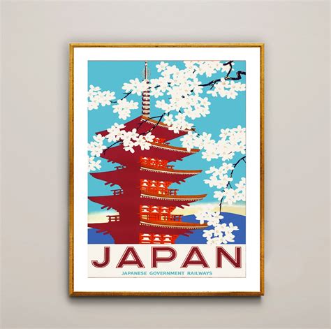 Japan Vintage Travel Poster Poster Paper Or Canvas Print Etsy