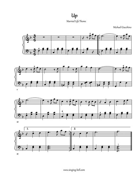 Up Married Life Piano Tutorial Notes Sheet Music