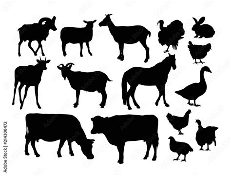 Farm Animal Silhouettes Art Vector Design Stock Vector Adobe Stock