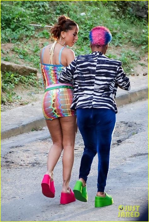 Anitta Bares Her Butt In Rainbow Bright Look Wears Sheer Top Over Heart Shaped Pasties On The