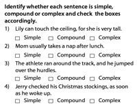 simple compound  complex sentences worksheets complex sentences