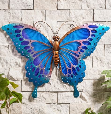 Large Butterfly Wall Art Glass And Metal The Garden Factory