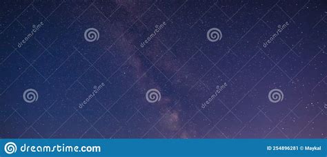 Starry Sky Night Landscape View Of The Milky Way Galaxy Stock Image