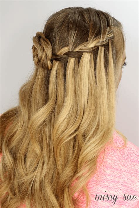 The scissor waterfall braid looks very similar to a fishtail braid. Waterfall Braid and Flower Bun