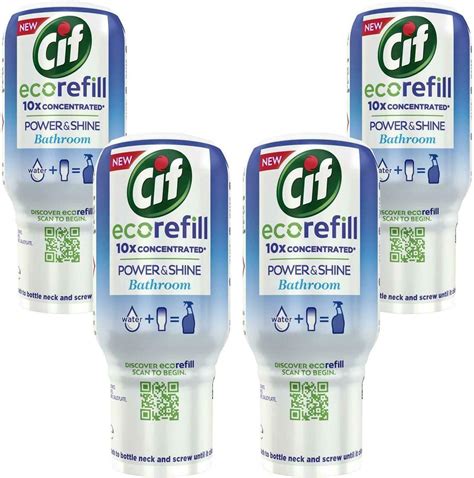 Cif Power And Shine Bathroom Cleaning Spray Refill Pack Of 4 X 700ml Eco