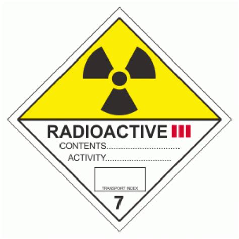 Class 7 Radioactive 7 Iii 73 Hazard Packaging Labels Safety