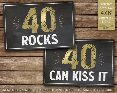 40th Birthday Signs 40 Sucks 40 Rocks 40 Can Kiss It Etsy