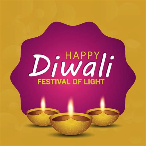Happy Diwali The Festival Of Light With Creative Diwali Diya On Yellow