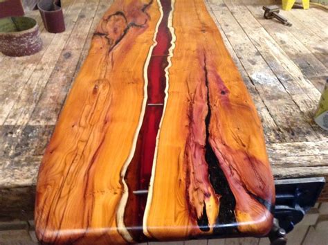 Shop our great selection of coastal dining table & save. Live edge Yew. Coffee table top with Amber resin flowing ...