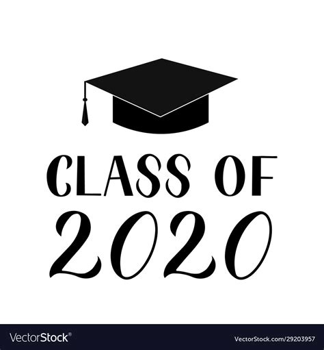 Class 2020 Lettering With Graduation Cap Vector Image