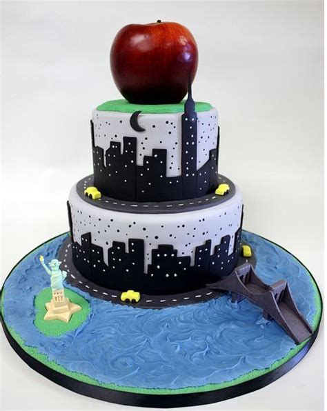 New york themed birthday cake. New+cake | Picture of New York theme large apple cake w ...
