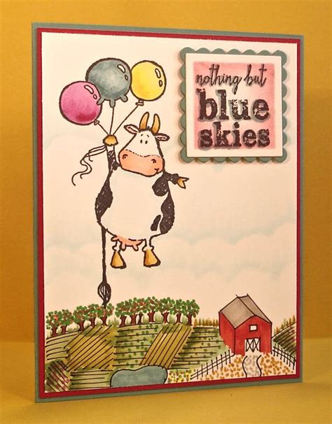 Cow Greeting Card With Fun Image Of Cow With Balloons Floating Etsy