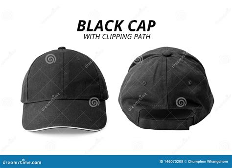 Black Cap Isolated On White Background Template Of Baseball Cap In
