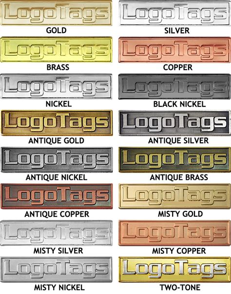 Metal Plating Color Chart