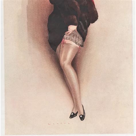 Matted Art Deco French Lithograph Semi Nude Sexy Woman