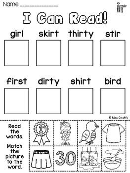 Er Ir Ur Bossy R Controlled Vowels Worksheets Activities No Prep Phonics Pack
