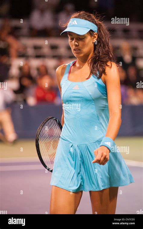 Tennis Player Ana Ivanovic Warms Up For Mercury Insurance Open At La