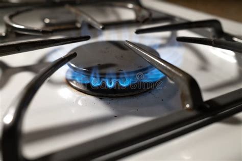 Natural Gas Flames On A White Gas Stove Stock Image Image Of Burn