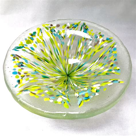 Glass Kaleidoscope Bowl Glass Frit Painting Fused Glass Artwork Glass Art Products