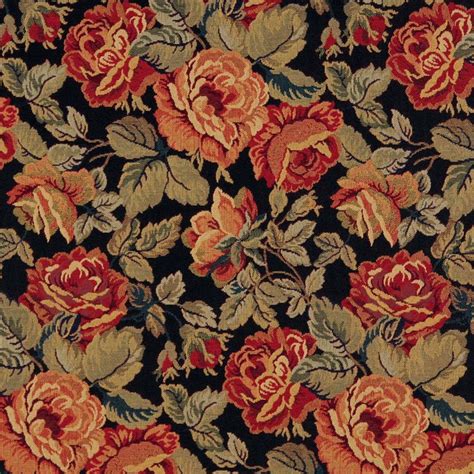 Download 680+ royalty free jacobean floral pattern vector images. Garden Black and Burgundy Floral Tapestry Jacobean ...