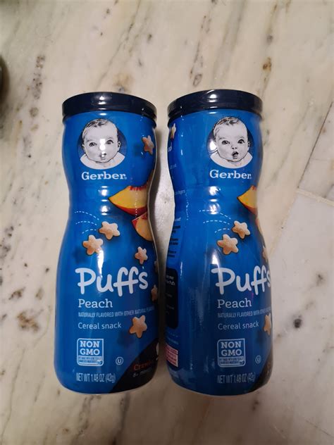 Gerber Puffs Cereal Snacks Peach 8 Months Babies And Kids Nursing