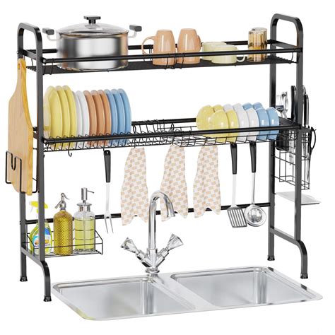 Over The Sink Dish Drying Rack Veckle 2 Tier Large Stainless Steel