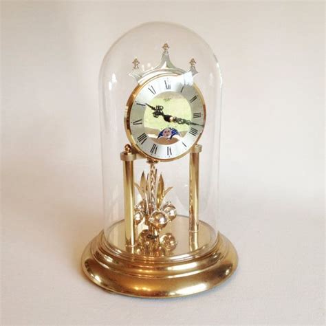 Clock Vintage Glass Domed Verichron Quartz Rotating Pendulum Etsy Uk