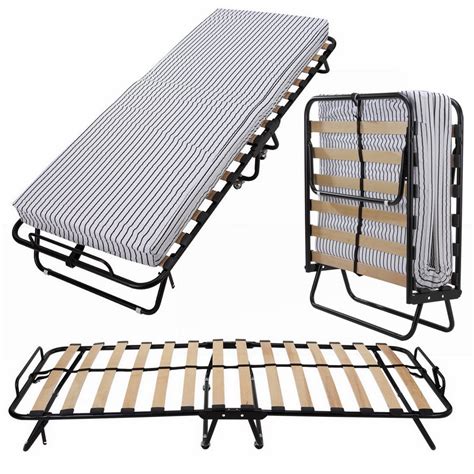 Homegear Rollaway Heavy Duty Steel Frame Wooden Slat Folding Bed Twin